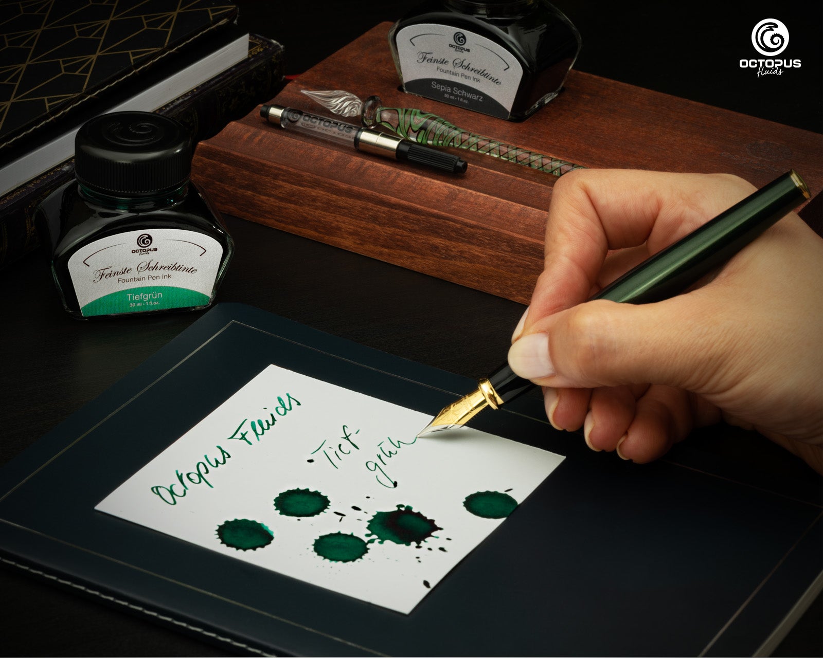 Encre Classique pour Stylo Plume Deep Green 30ml Octopus