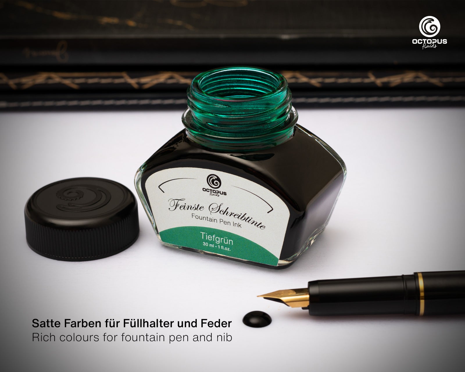 Encre Classique pour Stylo Plume Deep Green 30ml Octopus