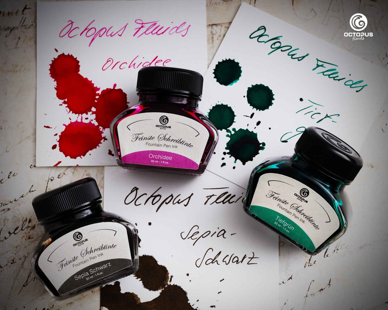 Encre Classique pour Stylo Plume Deep Green 30ml Octopus