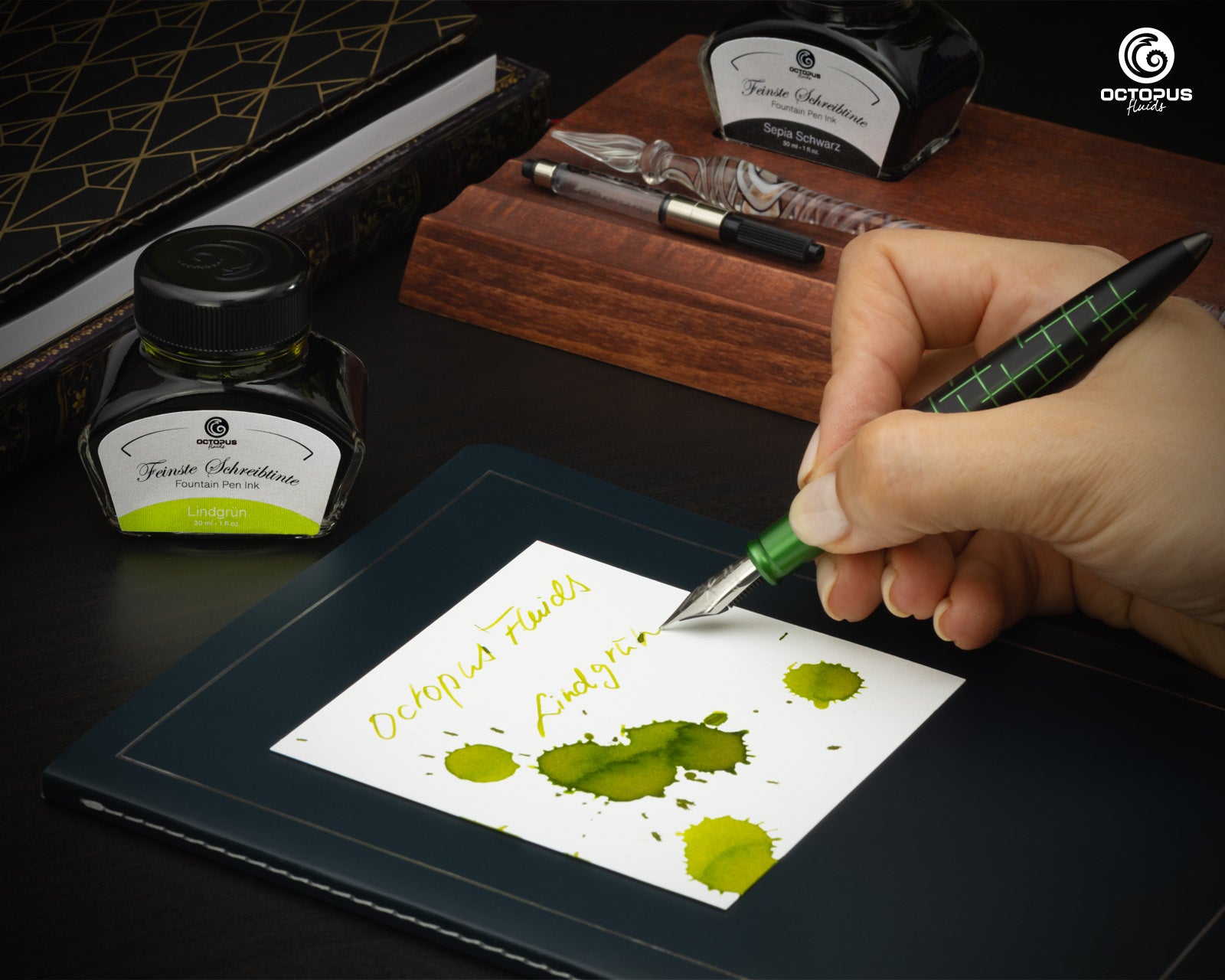 Encre Classique pour Stylo Plume Lime Green 30ml Octopus