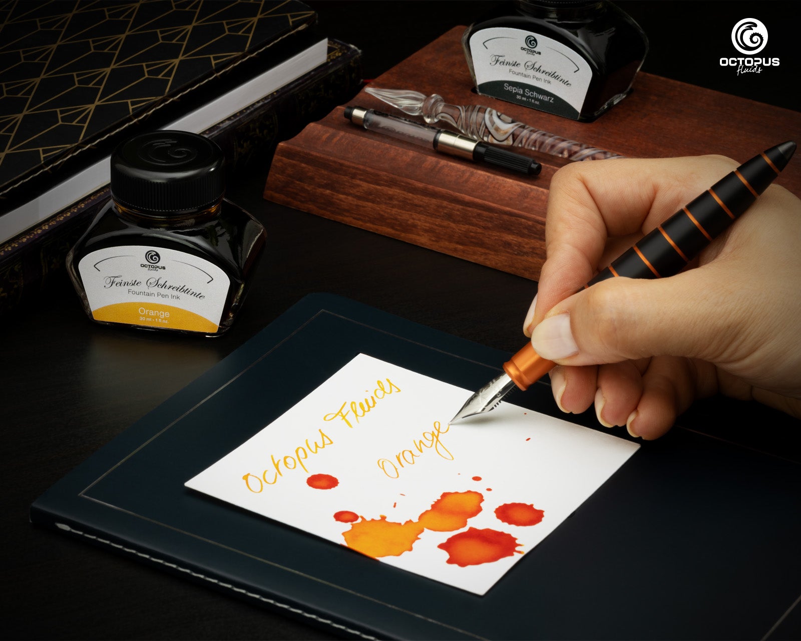 Encre Classique pour Stylo Plume Orange 30ml Octopus
