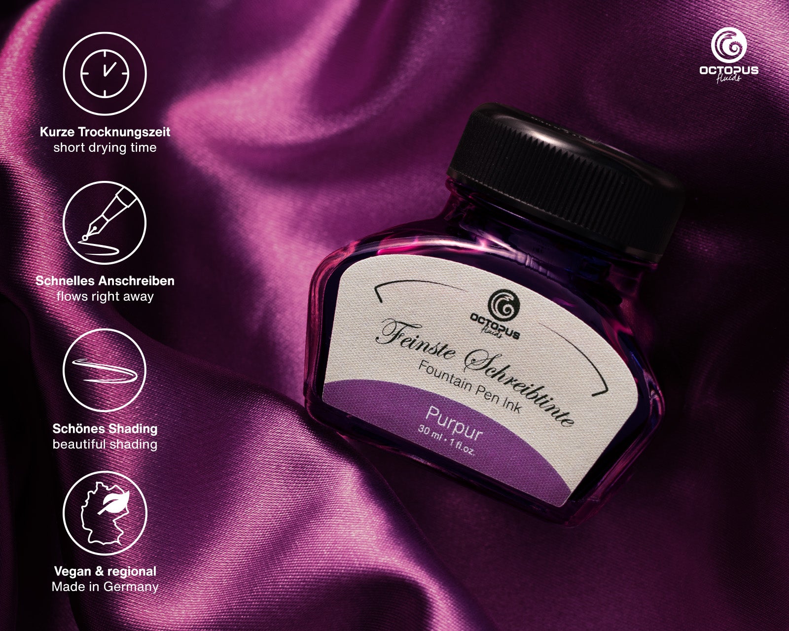 Encre Classique pour Stylo Plume Purple 30ml Octopus