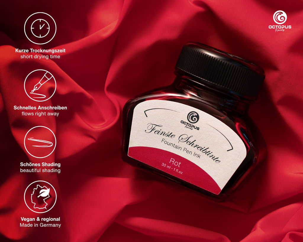 Encre Classique pour Stylo Plume Red 30ml Octopus