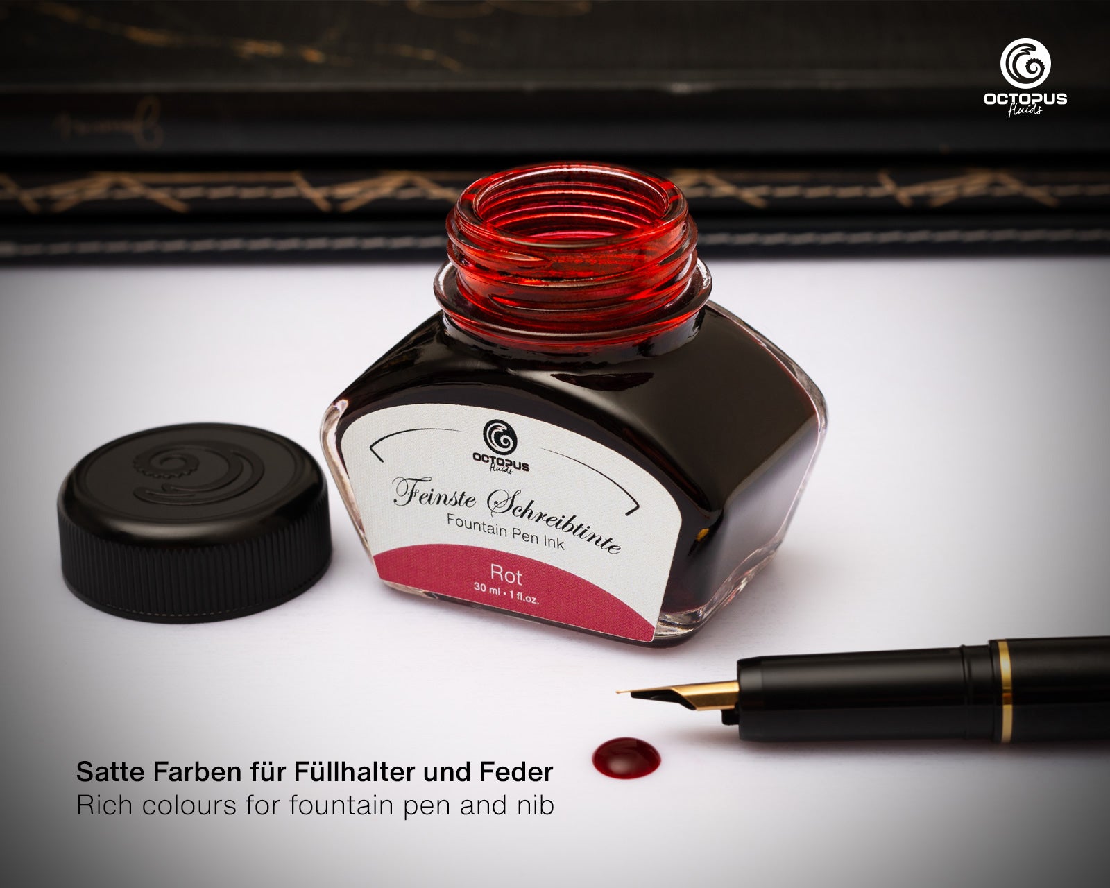 Encre Classique pour Stylo Plume Red 30ml Octopus