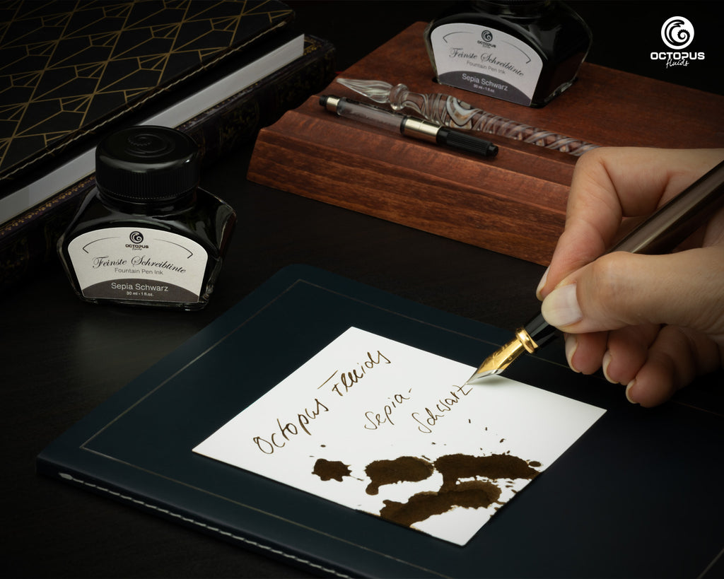 Encre Classique pour Stylo Plume Sepia Black 30ml Octopus
