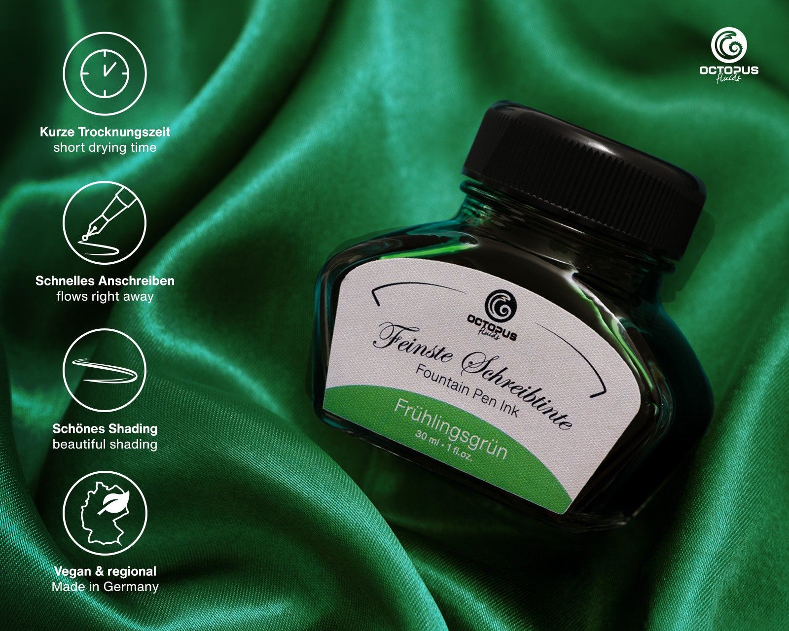 Encre Classique pour Stylo Plume Spring Green 30ml Octopus