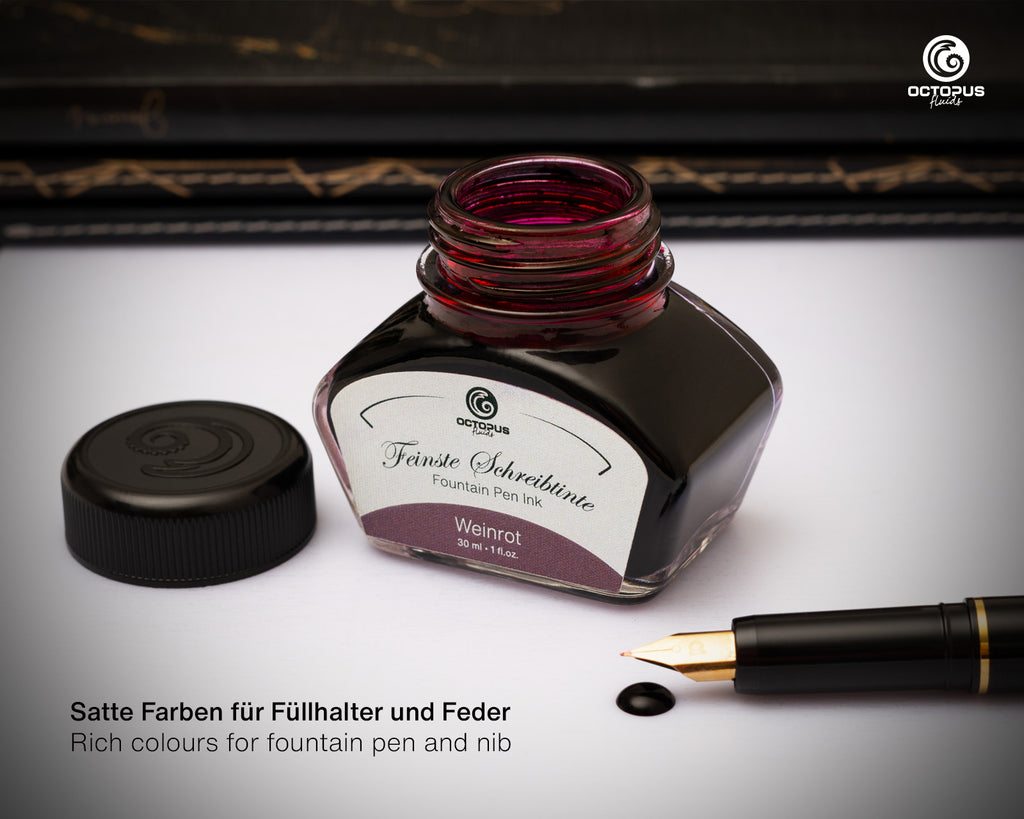 Encre Classique pour Stylo Plume Wine Red 30ml Octopus