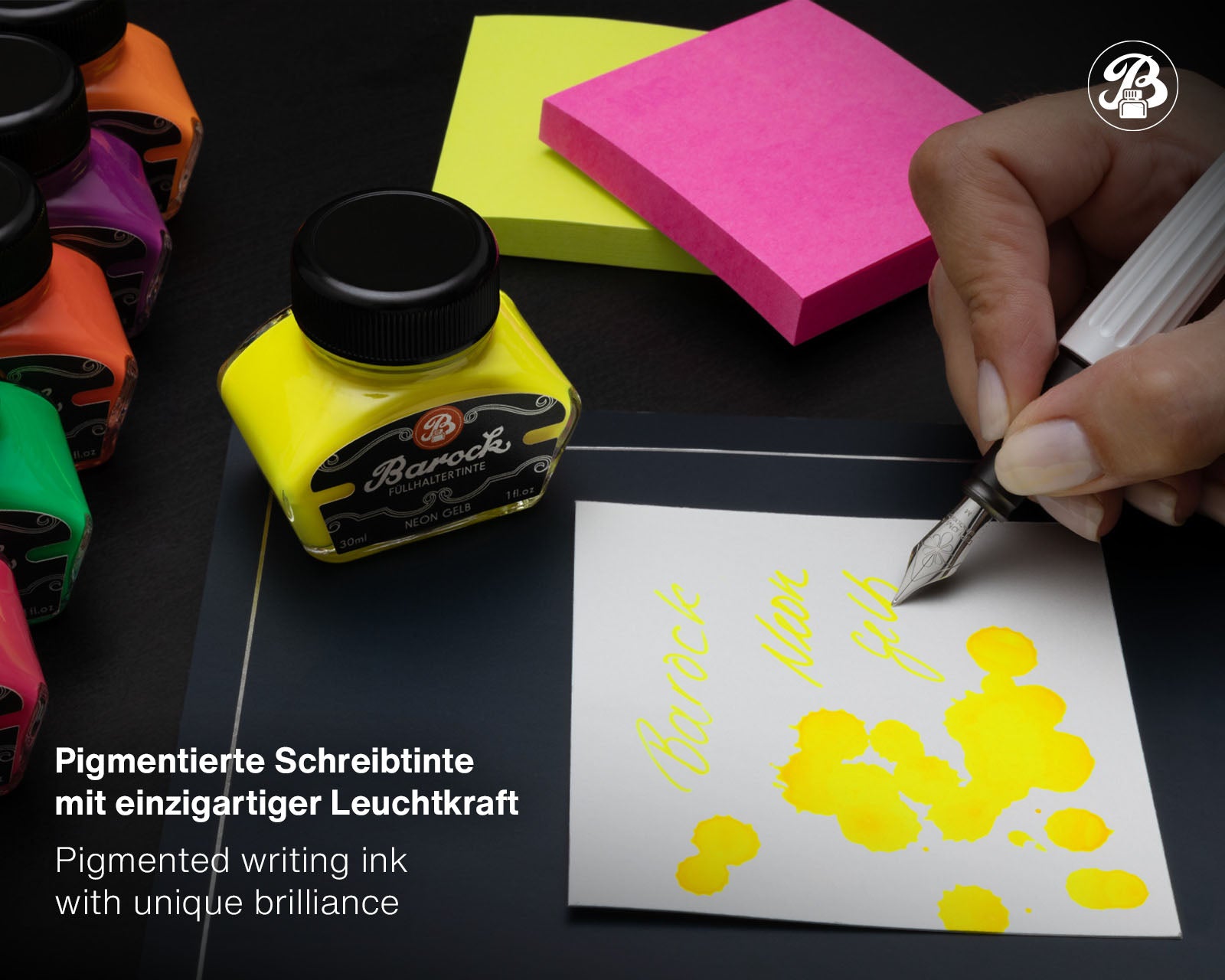 Encre Fluo pour Stylo Plume Barock Neon Jaune 30ml Octopus