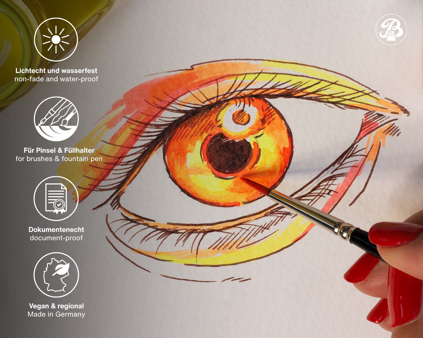 Encre Fluo pour Stylo Plume Barock Neon Jaune 30ml Octopus