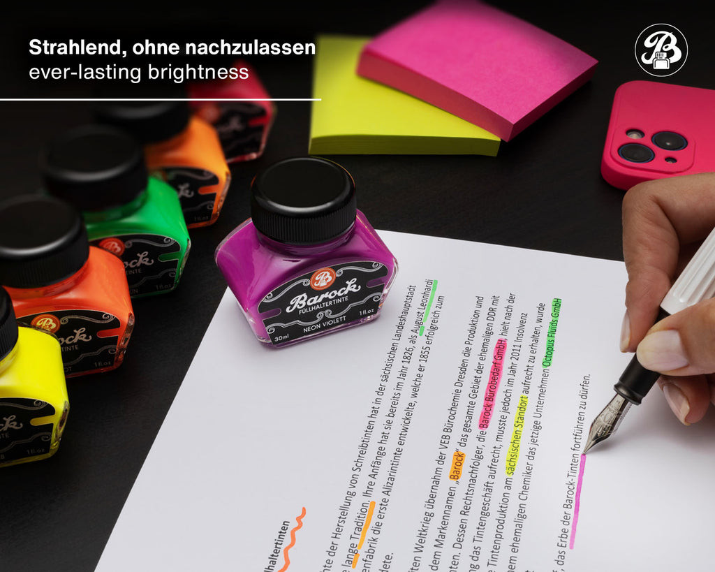 Encre Fluo pour Stylo Plume Barock Neon Rouge 30ml Octopus