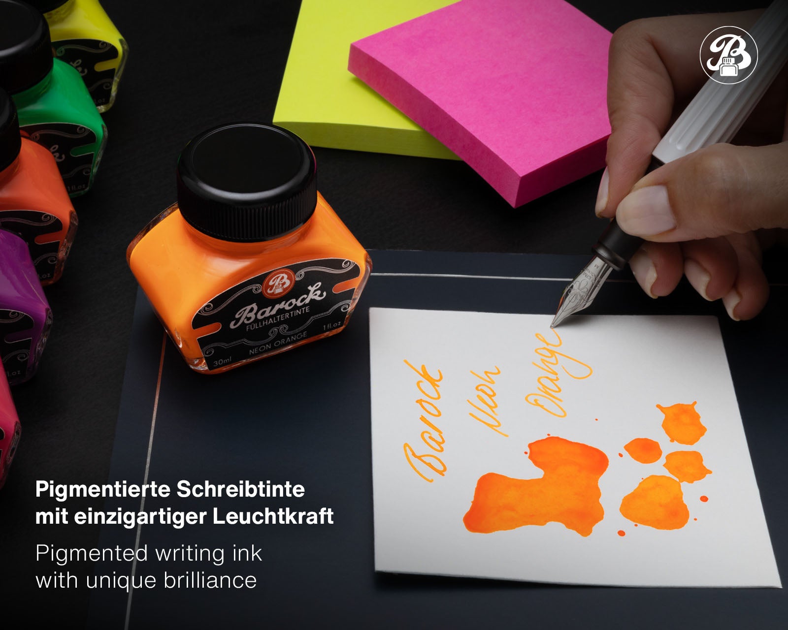 Encre Fluo pour Stylo Plume Barock Neon Orange 30ml Octopus