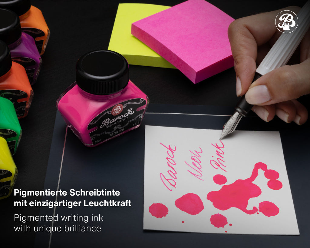 Encre Fluo pour Stylo Plume Barock Neon Rose 30ml Octopus