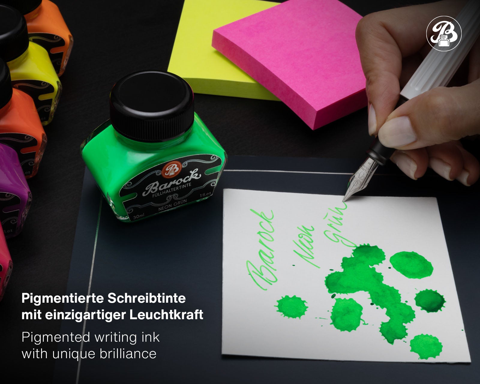 Encre Fluo pour Stylo Plume Barock Neon Vert 30ml Octopus