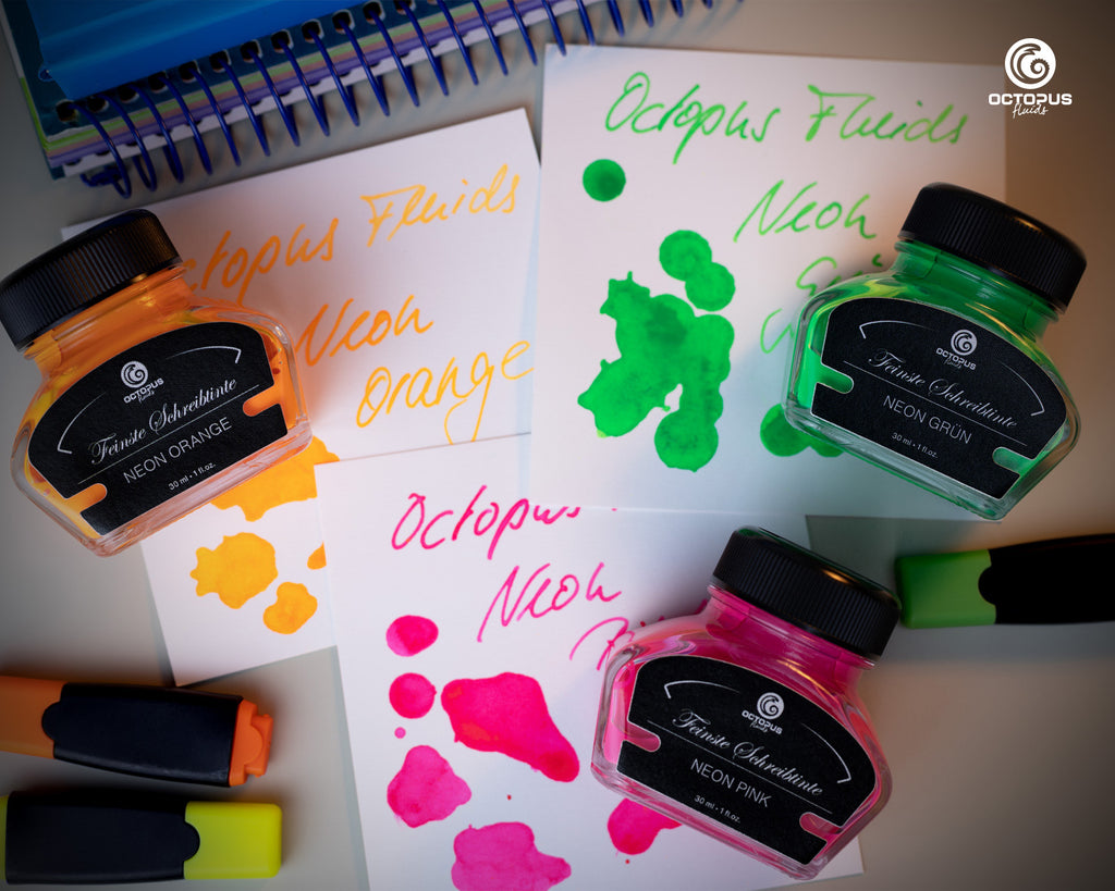 Encre Fluo pour Stylo Plume Neon Rose 30ml Octopus