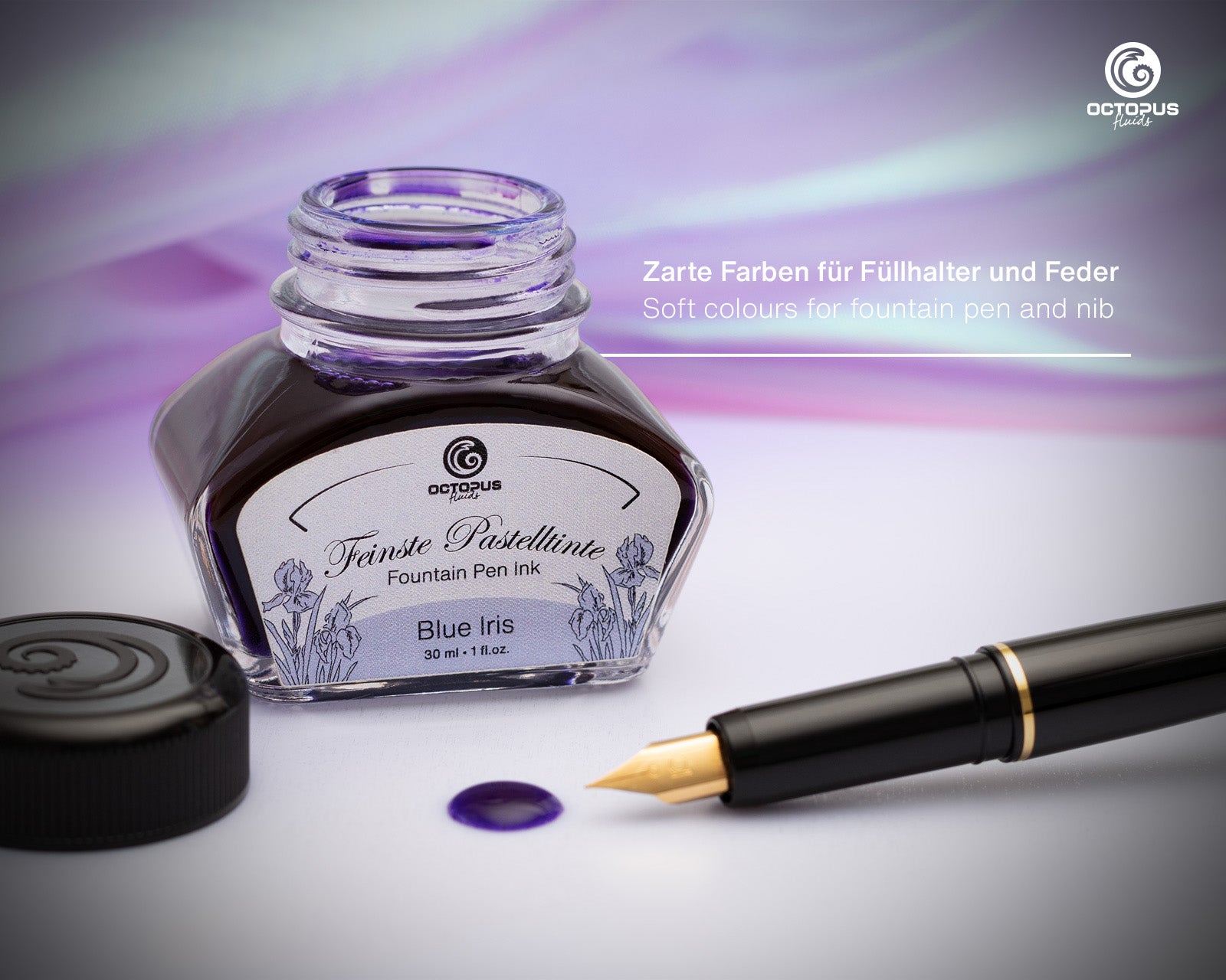 Encre Pastel pour Stylo Plume Blue Iris 30ml Octopus
