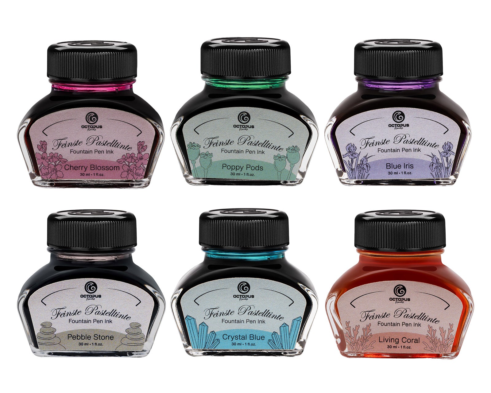 Encre Pastel pour Stylo Plume Blue Iris 30ml Octopus