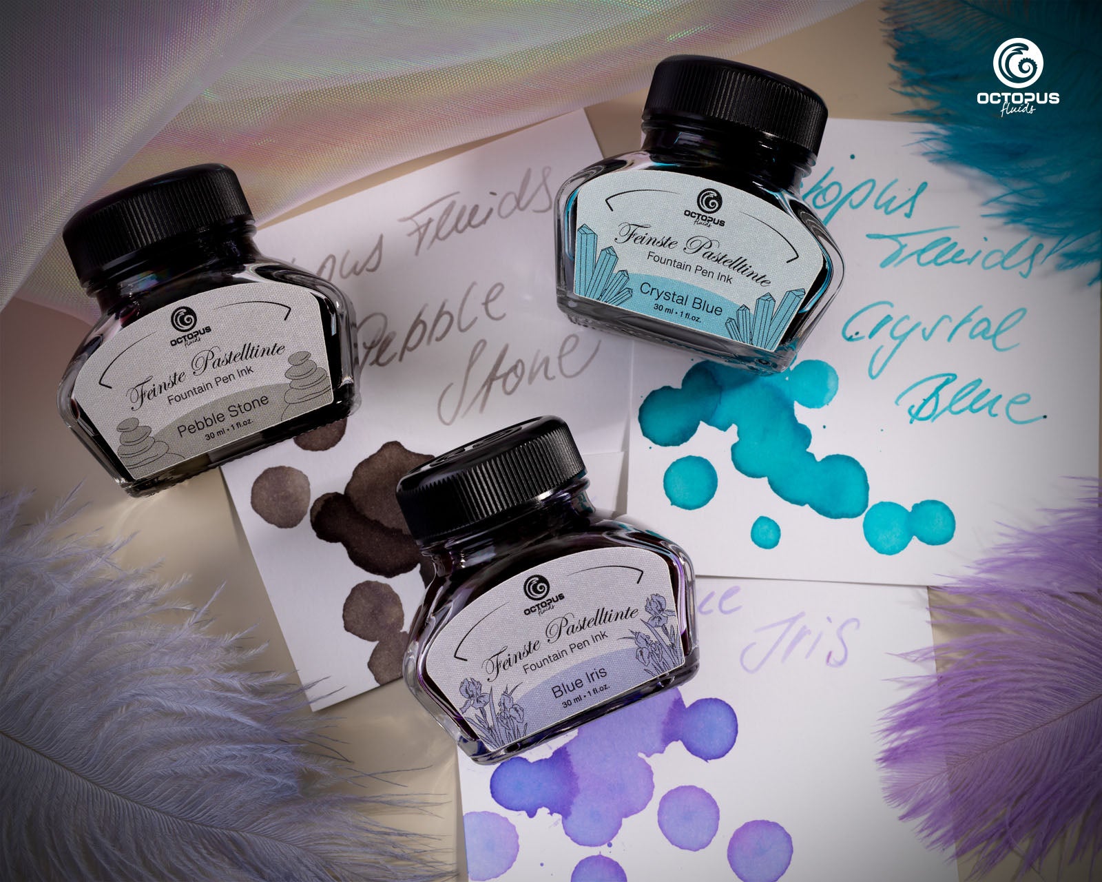 Encre Pastel pour Stylo Plume Crystal Blue 30ml Octopus