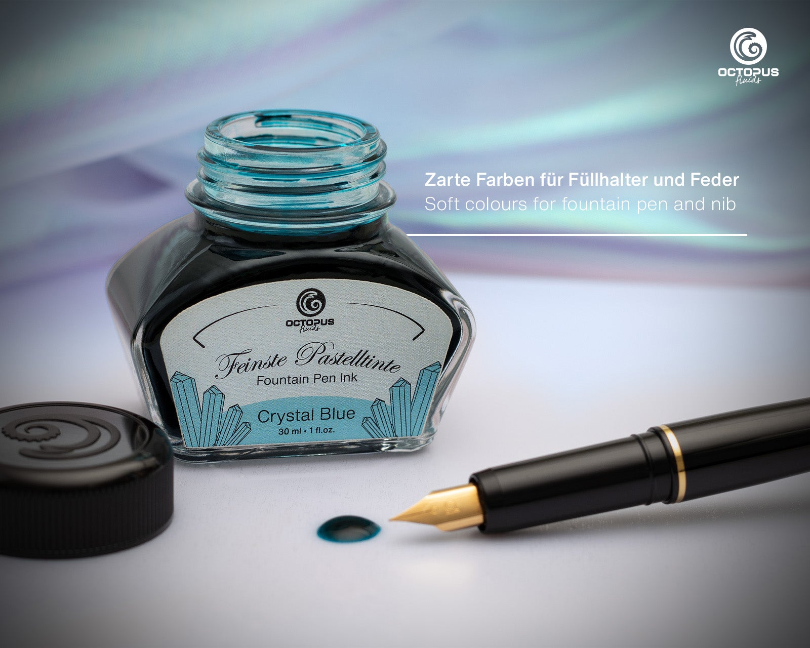 Encre Pastel pour Stylo Plume Crystal Blue 30ml Octopus