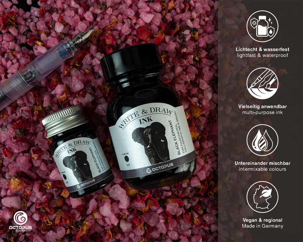 Encre pour Écrire et Dessiner Black Elephant 10ml Octopus