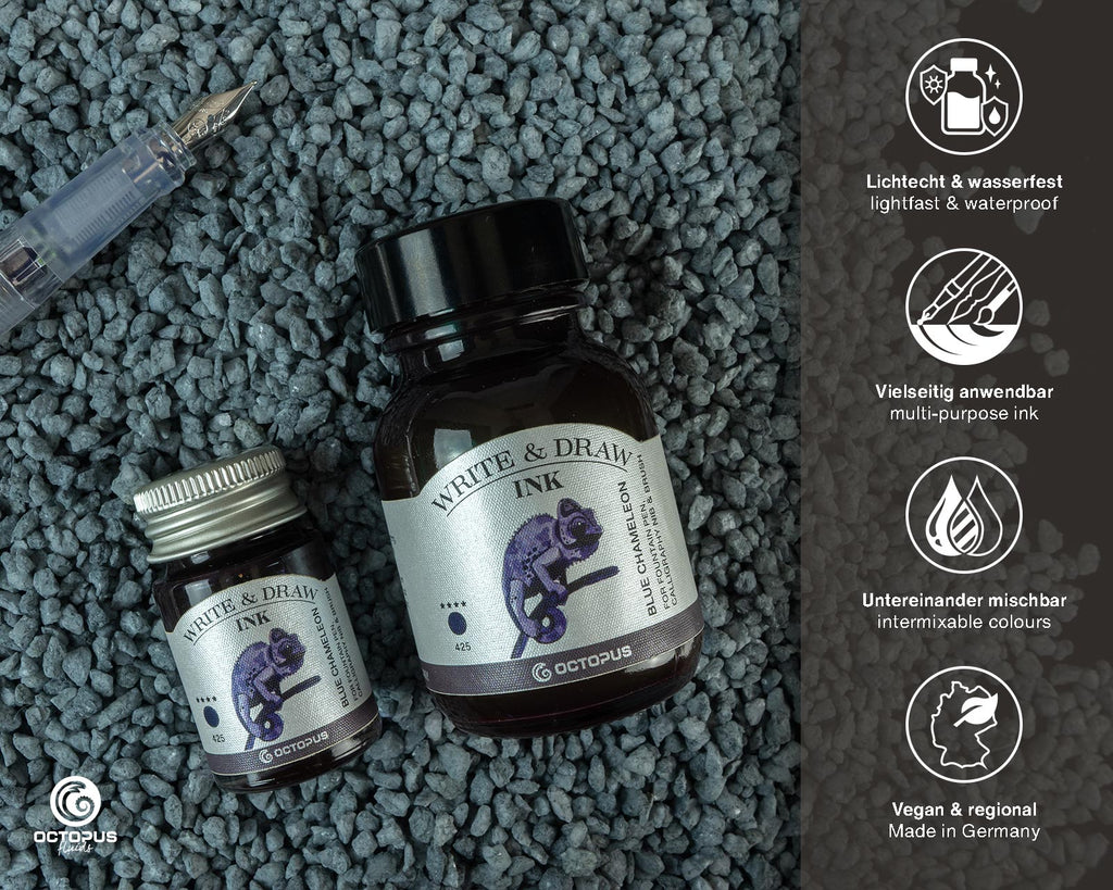 Encre pour Écrire et Dessiner Blue Chameleon 10ml Octopus