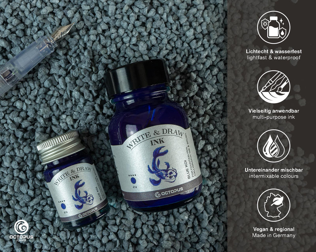 Encre pour Écrire et Dessiner Blue Koi 10ml Octopus