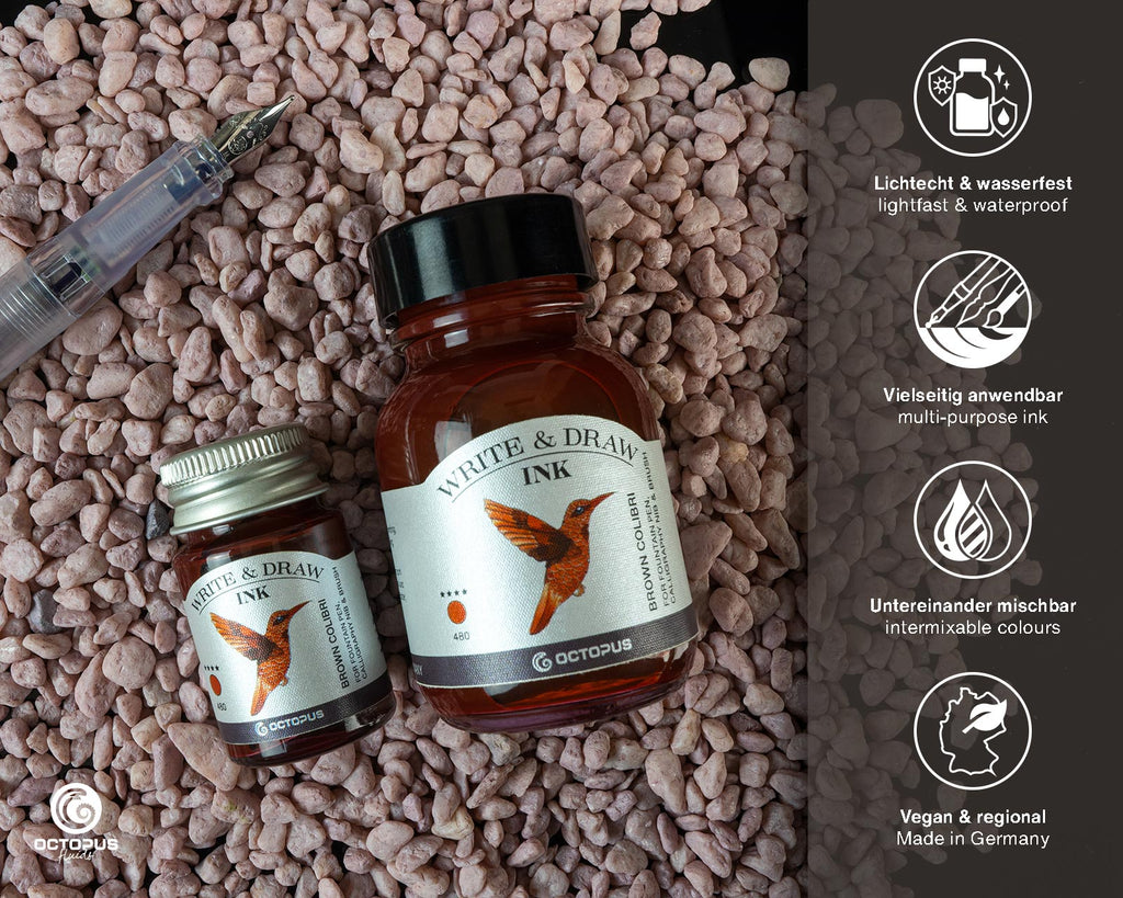 Encre pour Écrire et Dessiner Brown Colibri 10ml Octopus