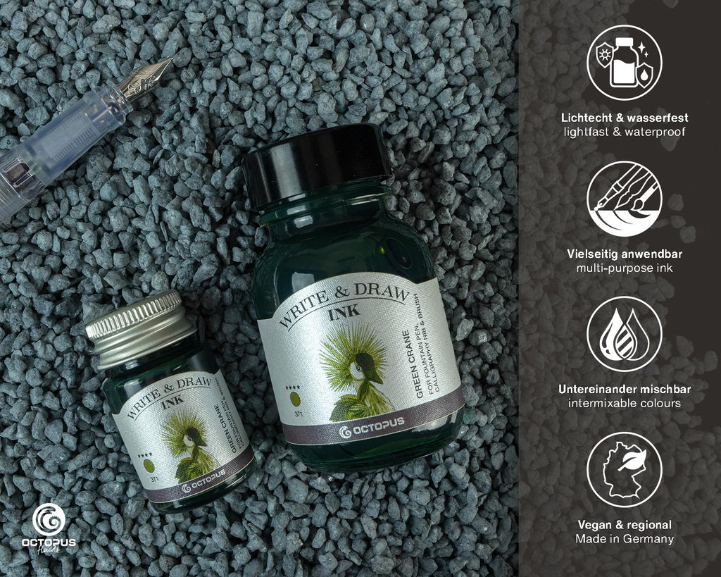 Encre pour Écrire et Dessiner Green Crane 10ml Octopus