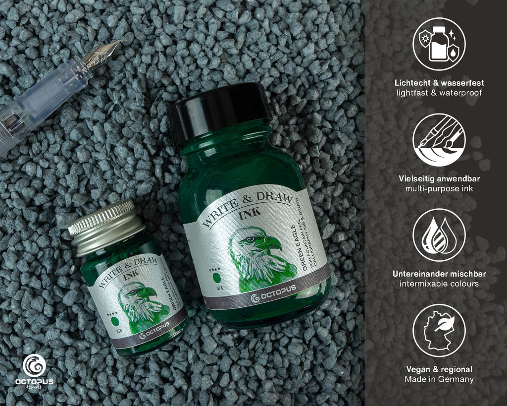 Encre pour Écrire et Dessiner Green Eagle 10ml Octopus