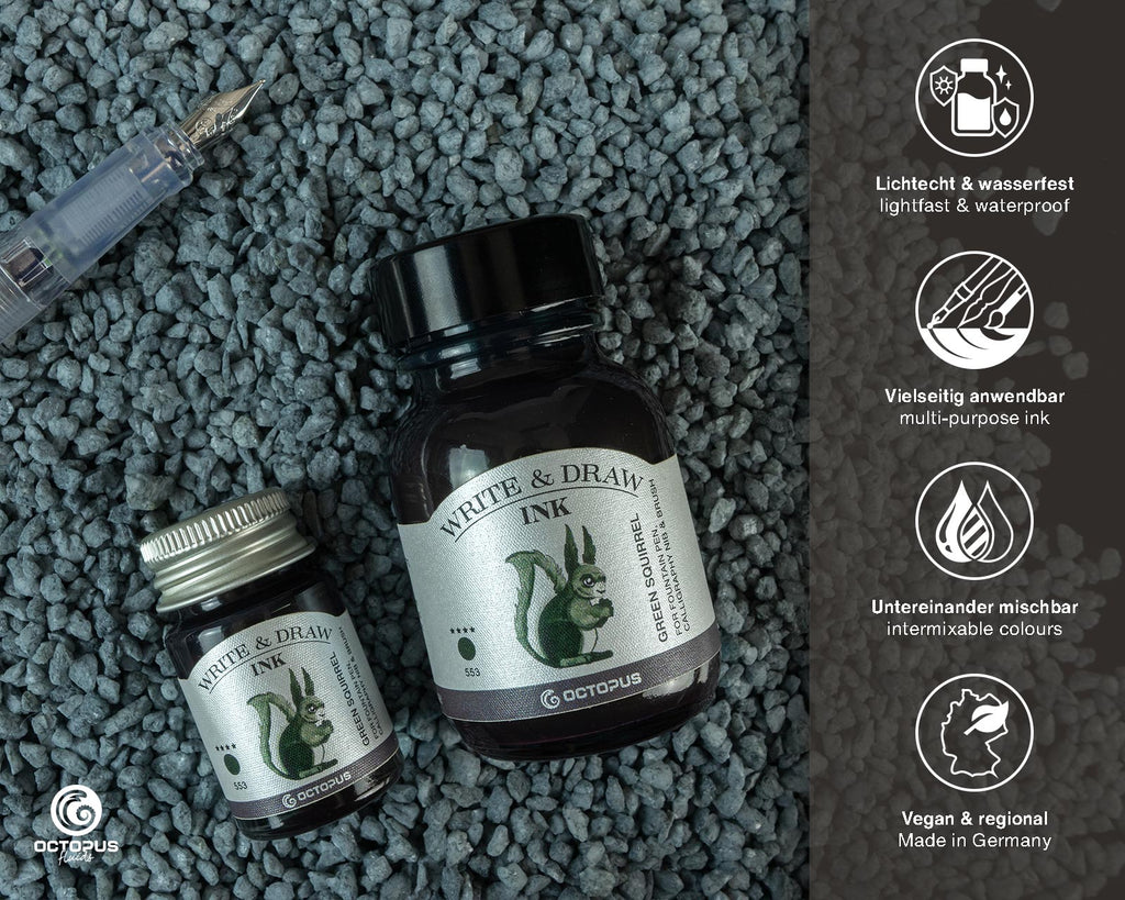 Encre pour Écrire et Dessiner Green Squirrel 10ml Octopus
