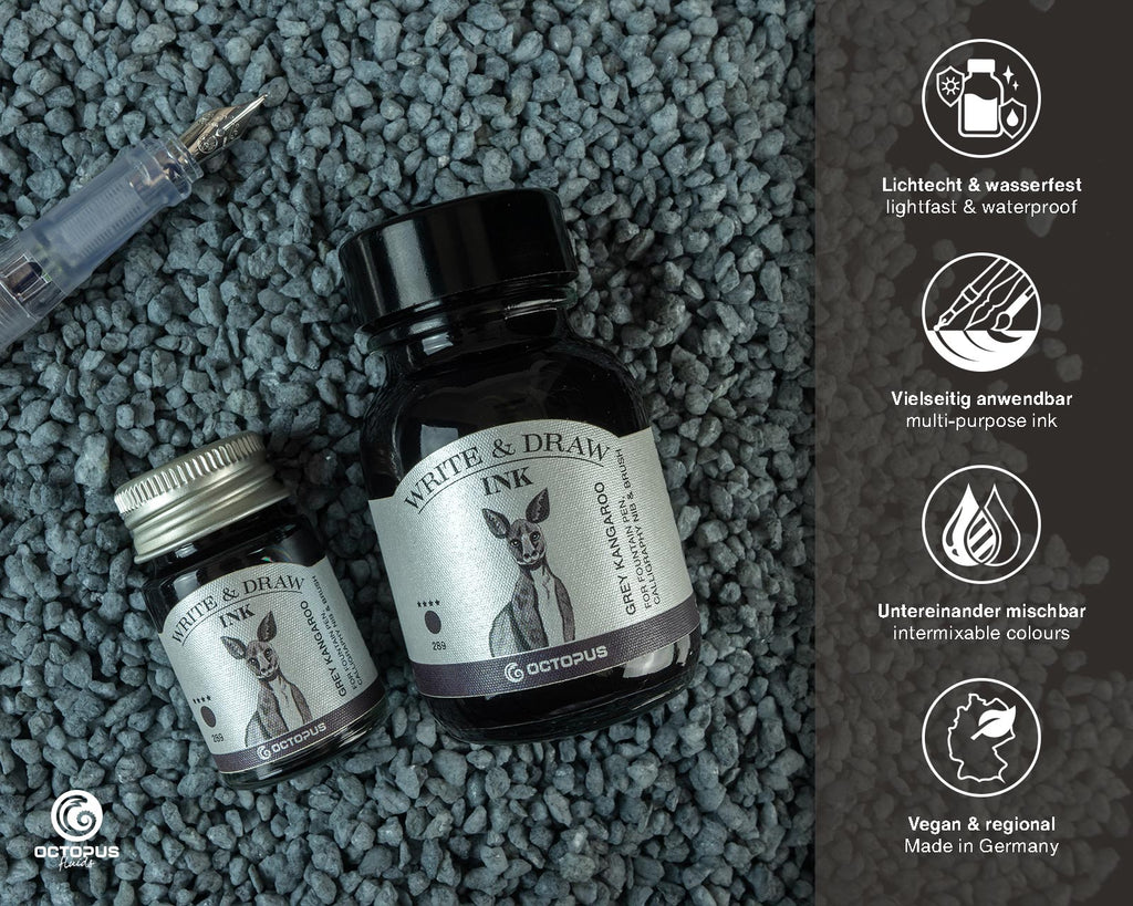Encre pour Écrire et Dessiner Grey Kangaroo 10ml Octopus