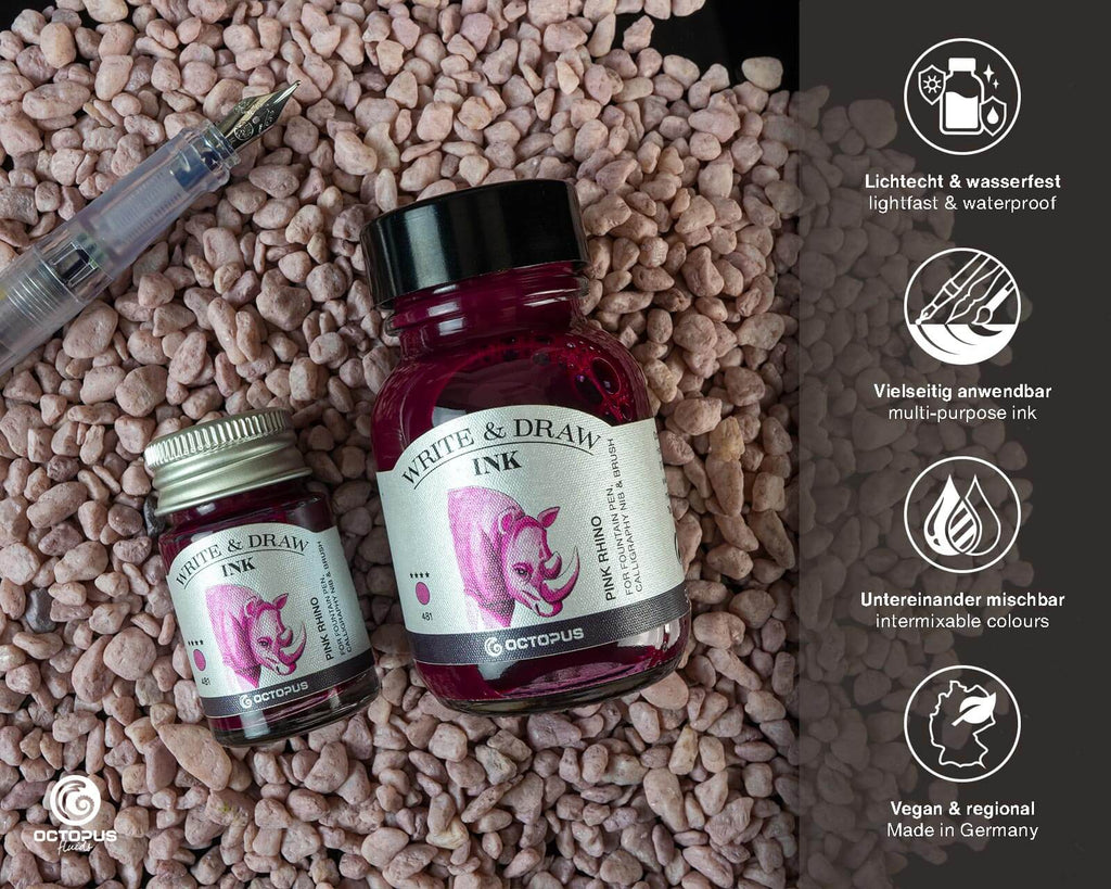 Encre pour Écrire et Dessiner Pink Rhino 10ml Octopus