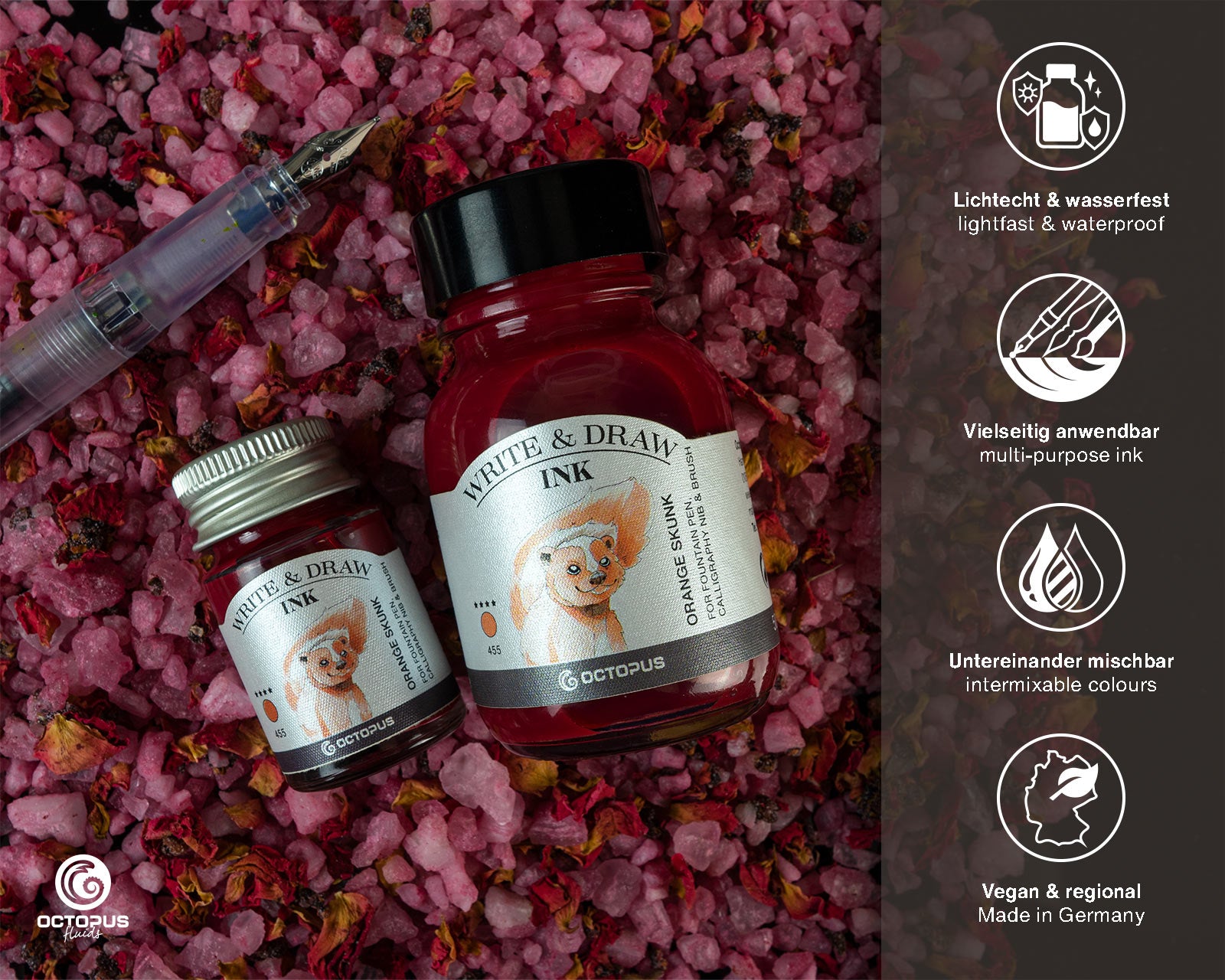 Encre pour Écrire et Dessiner Orange Skunk 10ml Octopus