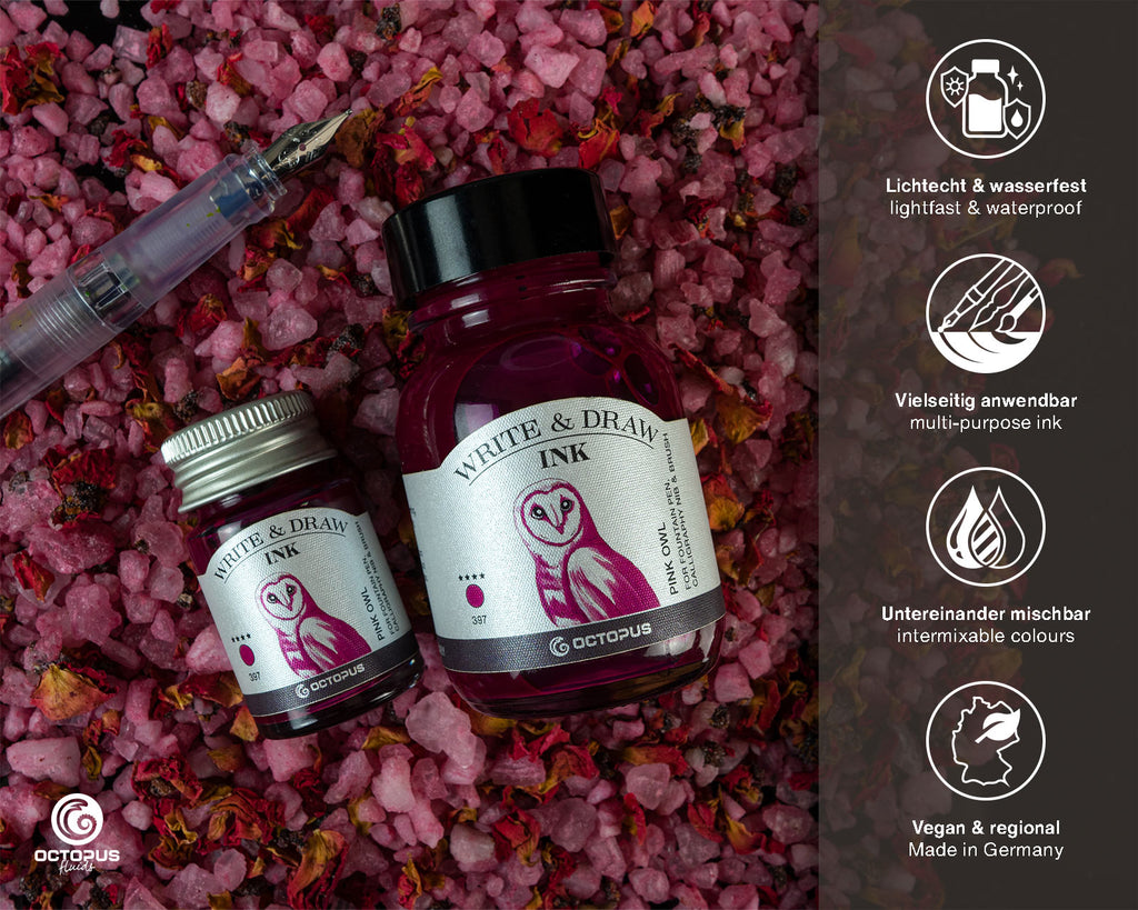 Encre pour Écrire et Dessiner Pink Owl 10ml Octopus