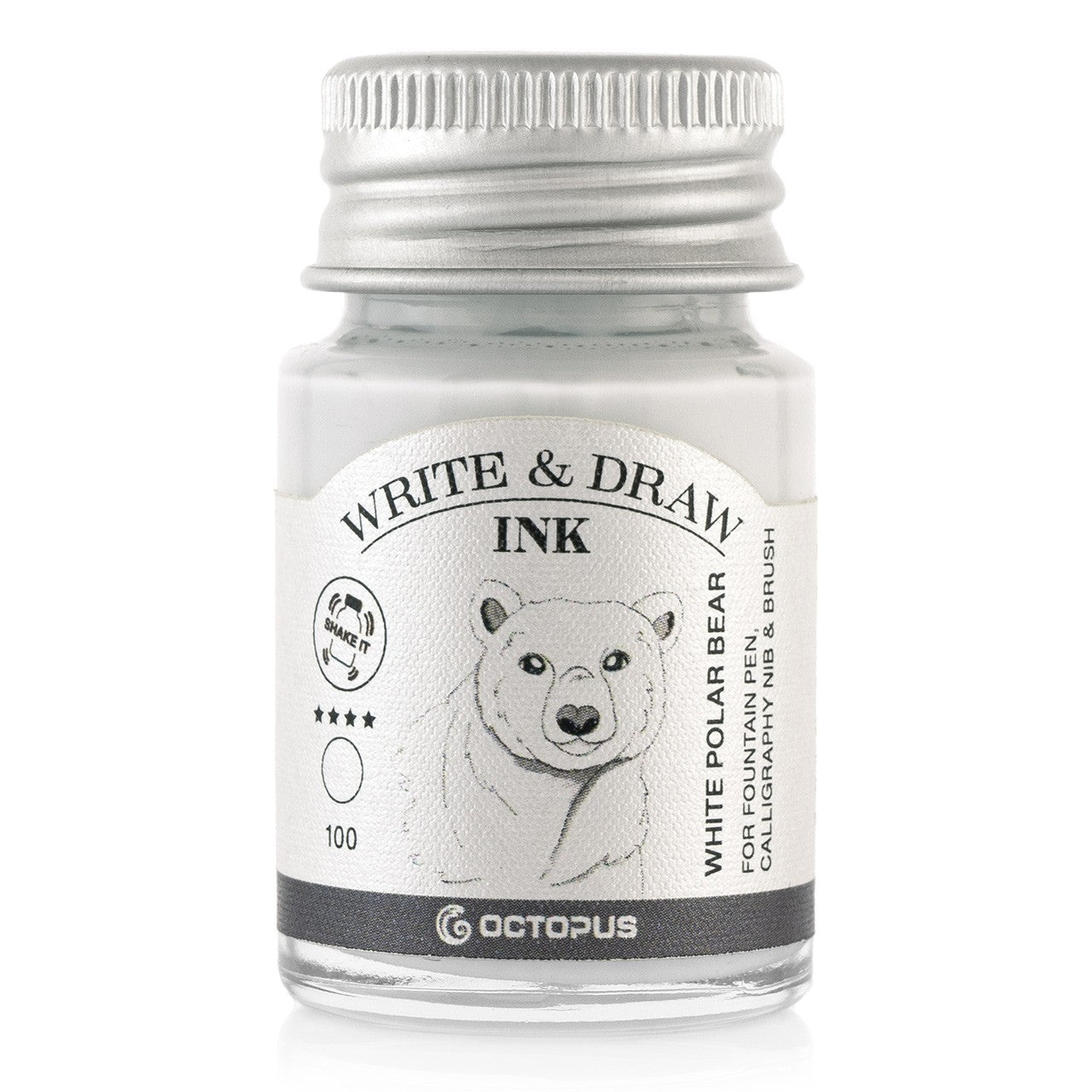 Encre pour Écrire et Dessiner Polar Bear White 10ml Octopus