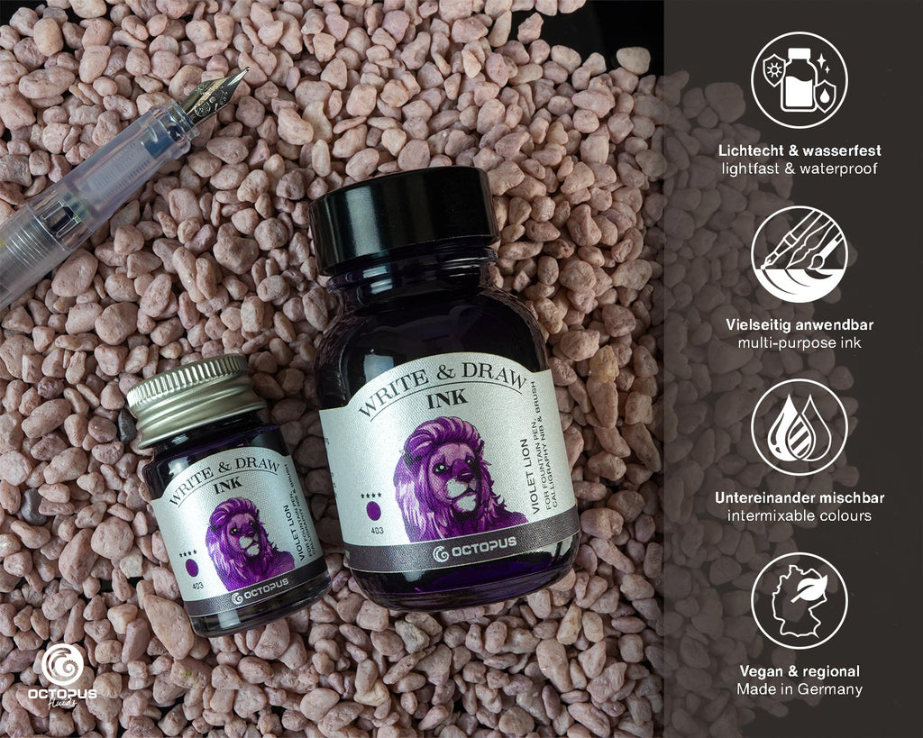 Encre pour Écrire et Dessiner Violet Lion 10ml Octopus