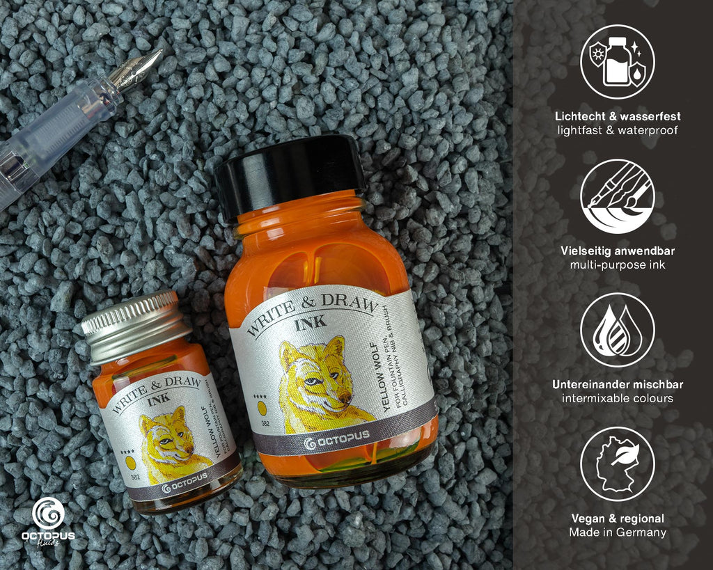 Encre pour Écrire et Dessiner Yellow Wolf 10ml Octopus