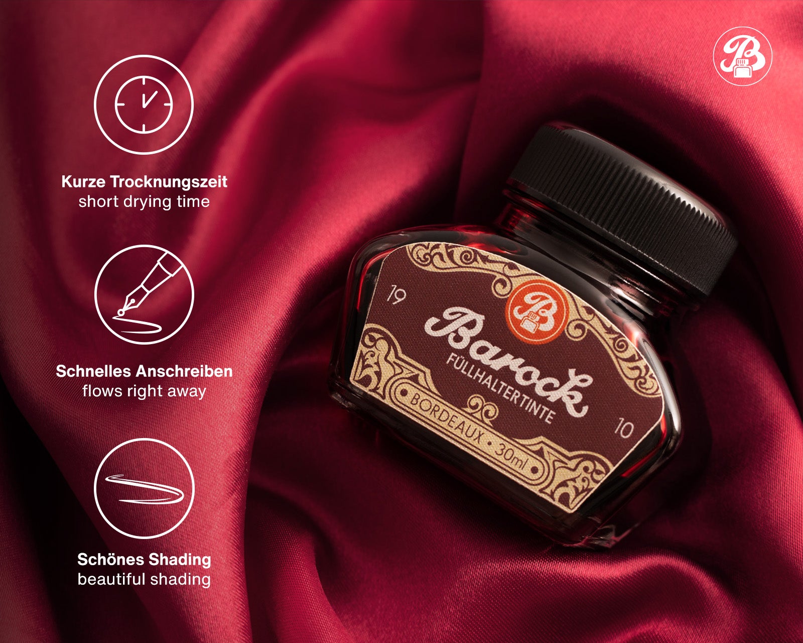 Encre pour Stylo Plume Barock 1910 Bordeaux 30ml Octopus