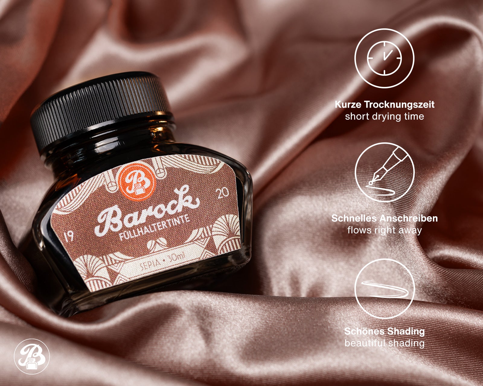Encre pour Stylo Plume Barock 1920 Sepia 30ml Octopus