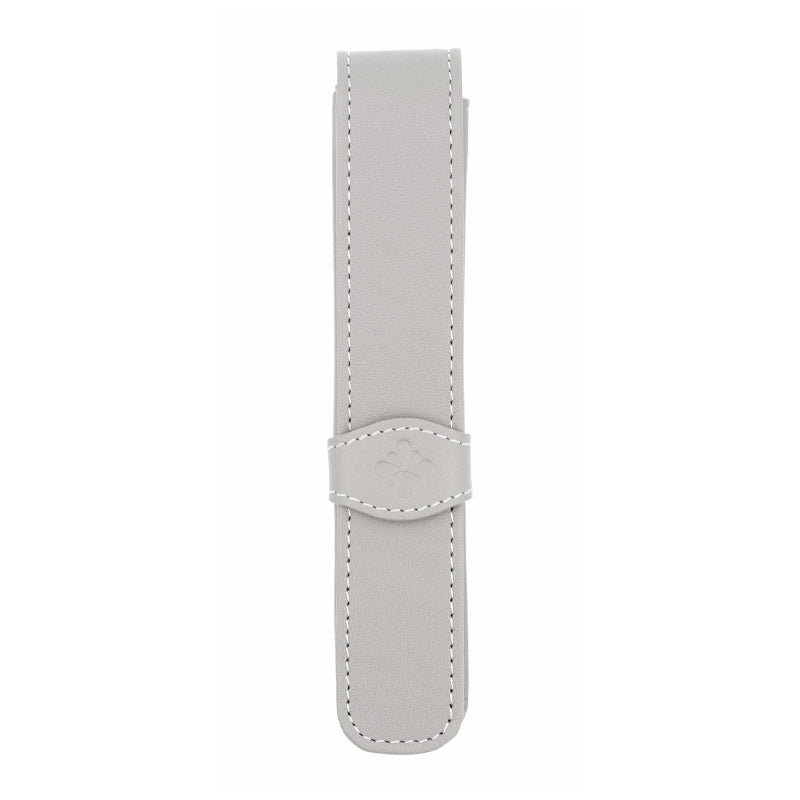 Etui pour 1 Stylo en Cuir "Logo Fleur" Gris Diplomat