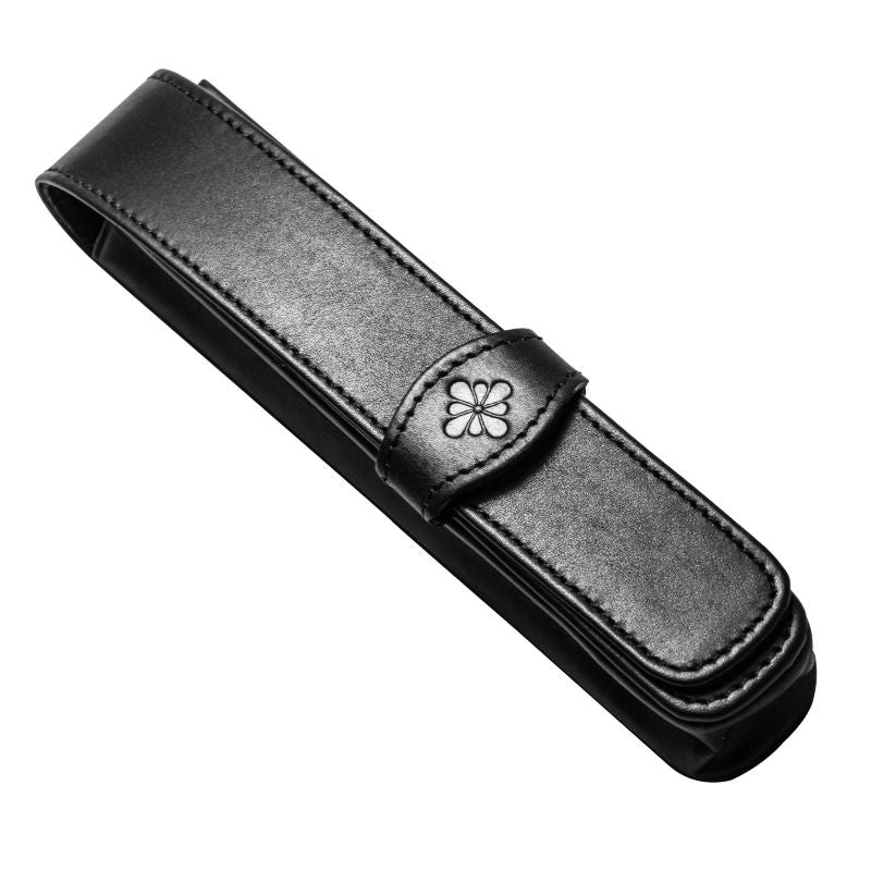 Étui pour 1 Stylo en Cuir "Logo Fleur" Noir Diplomat