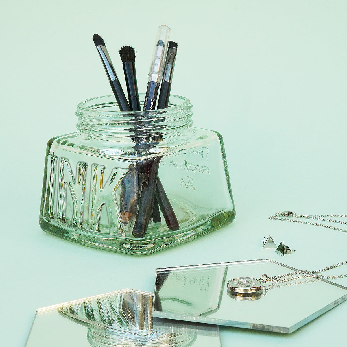 Pot de Rangement Bouteille d'Encre en Verre Suck UK
