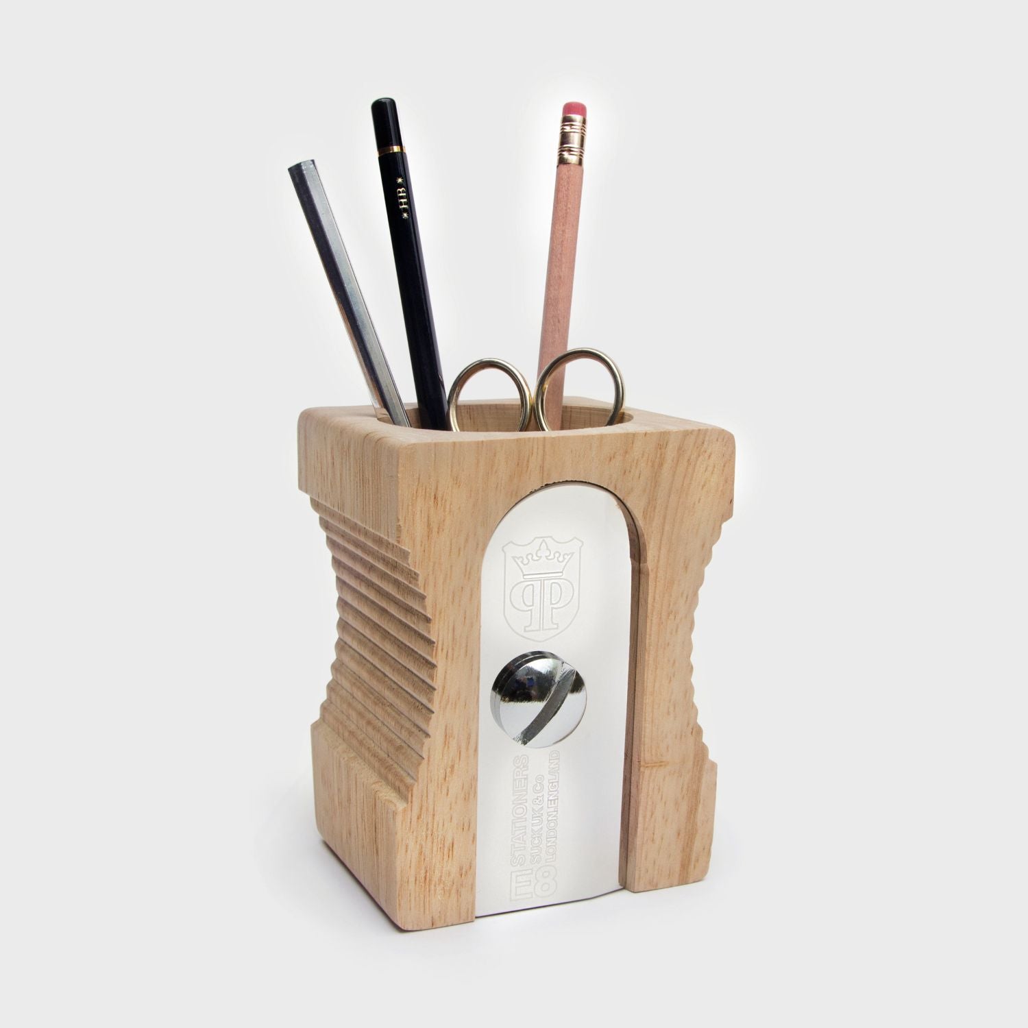 Pot de Rangement Taille-crayon Géant Bois Clair SUCKUK