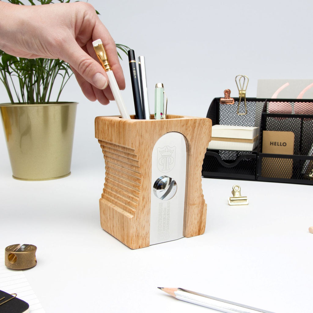 Pot de Rangement Taille-crayon Géant Bois Clair SUCKUK