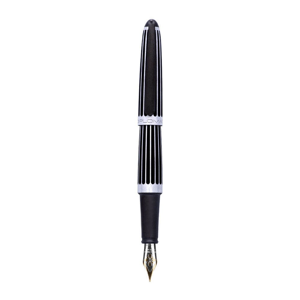 Stylo-Plume Aero Rayures Noir 14 Carats Diplomat