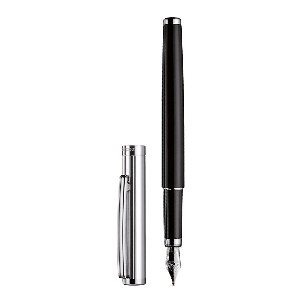 Stylo-Plume Design 01 Noir Platine Guilloché F Otto Hutt