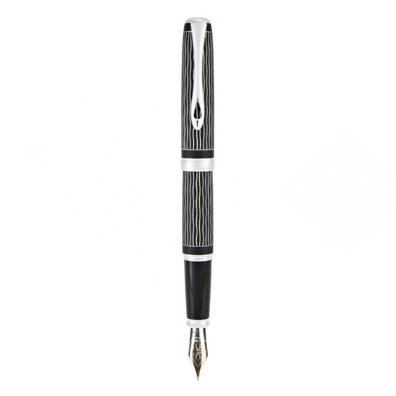 Stylo-Plume Excellence A Plus Wave Guilloché Lapis Noir/Chrome 14 Carats Diplomat