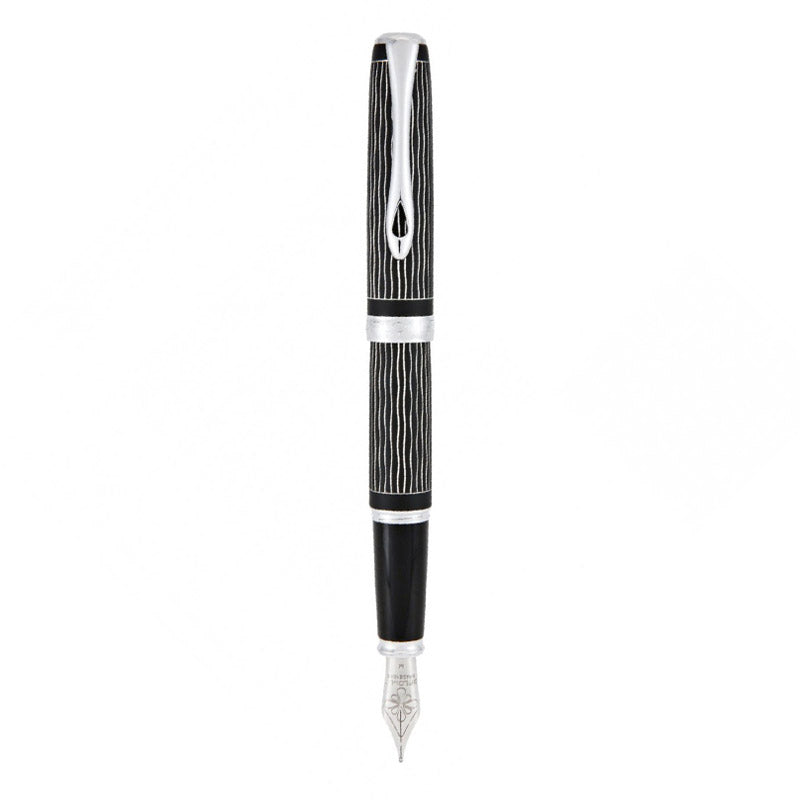 Stylo-Plume Excellence A Plus Wave Guilloché Lapis Noir/Chrome Diplomat