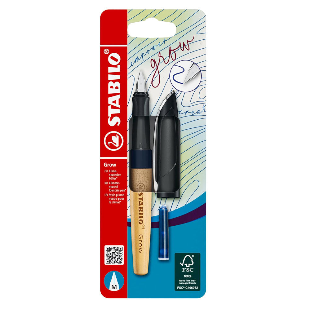 Stylo-Plume Grow Bleu Myrtille/Bois de Hêtre M Stabilo