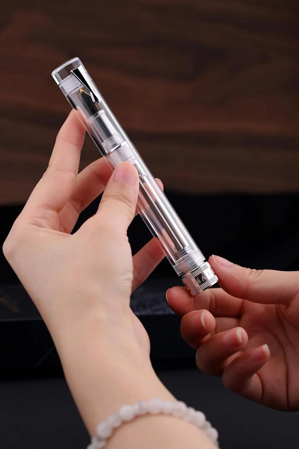 Stylo-Plume V1 Vaccum Moonman Silver EF MAJOHN