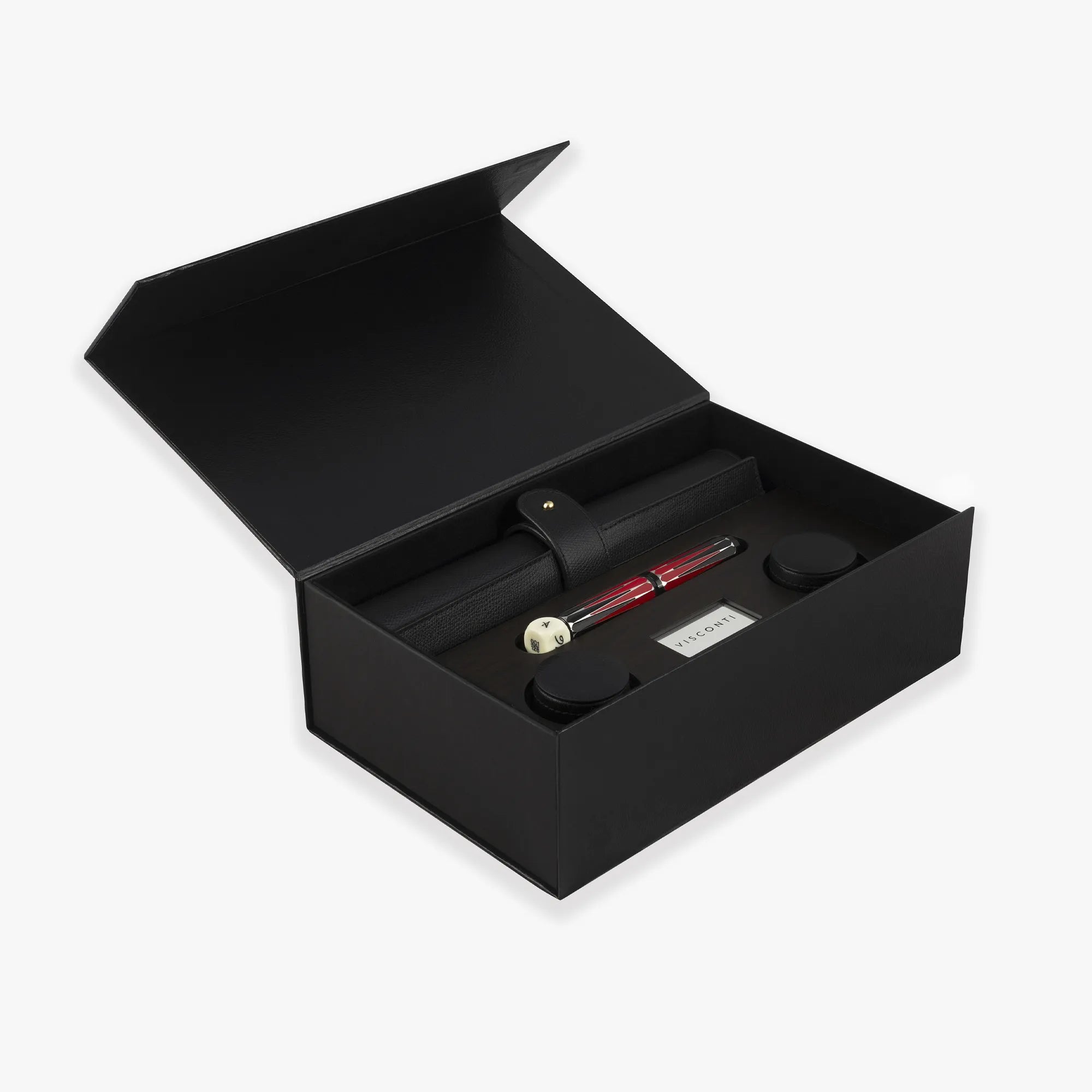 Stylo-Plume Backgammon Noir et Rouge avec Dé Visconti